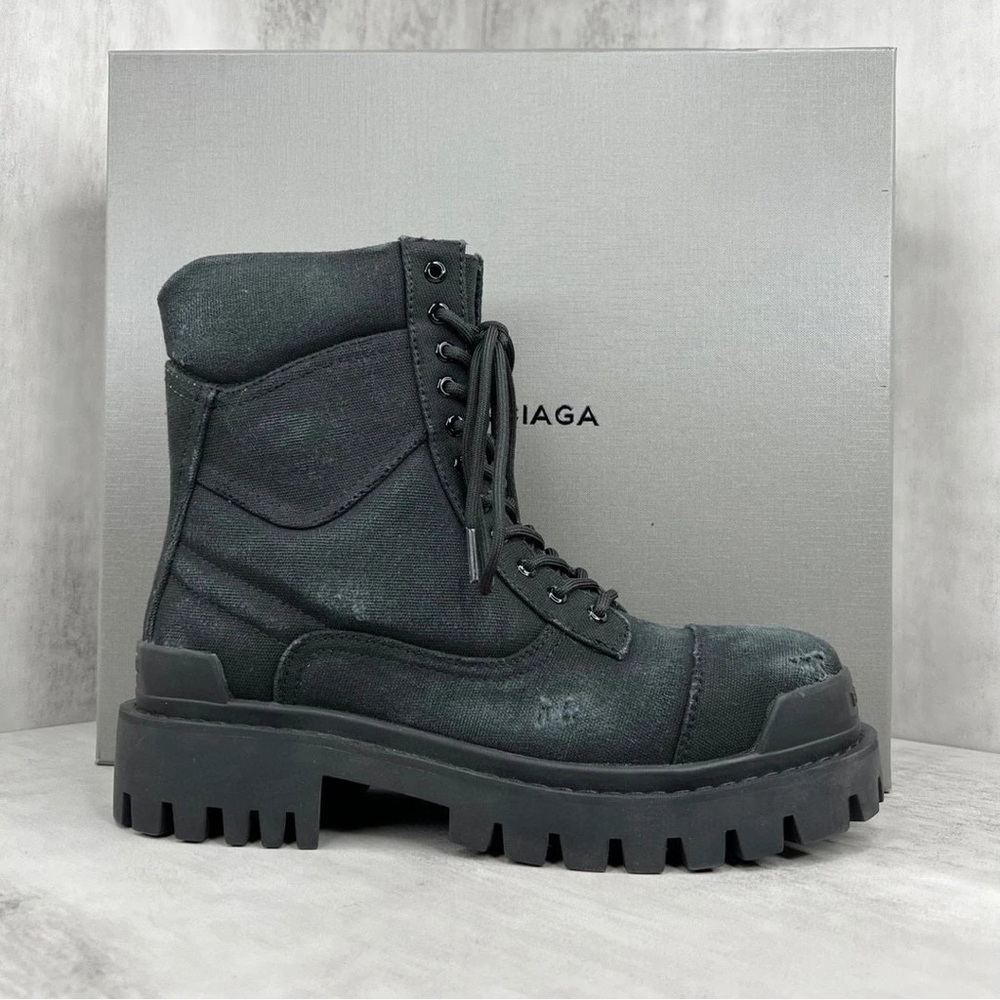 Balenciaga Black Tactical Boots with Chunky Sole